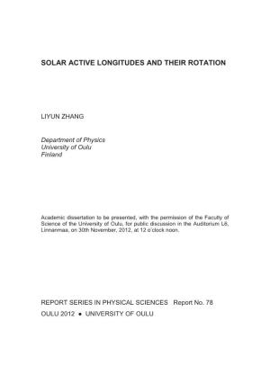 Solar Active Longitudes and Their Rotation