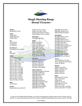 Skagit Shooting Range ~Rental Firearms~