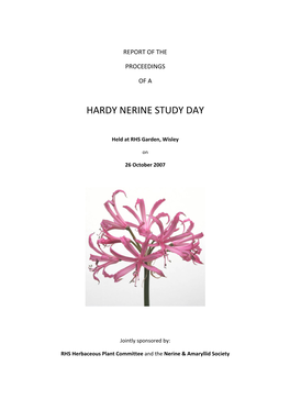 Hardy Nerine Study Day