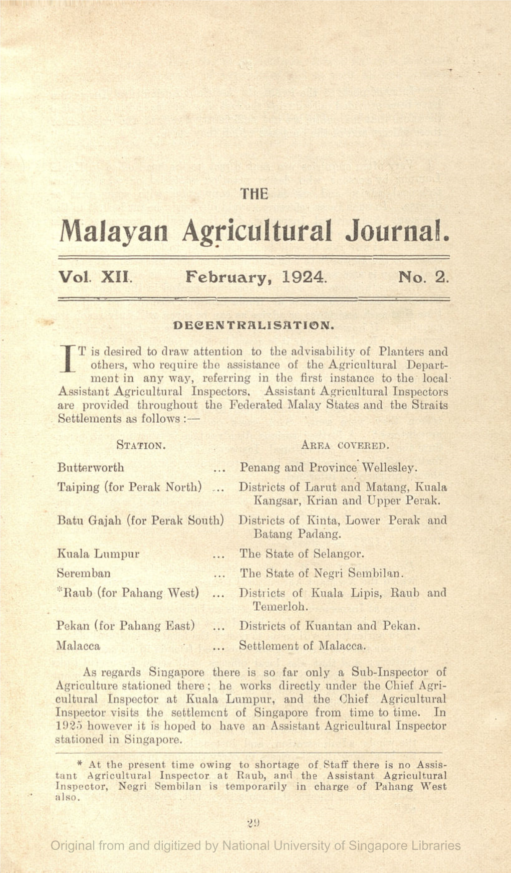 Malayan Agricultural Journal. V12 02