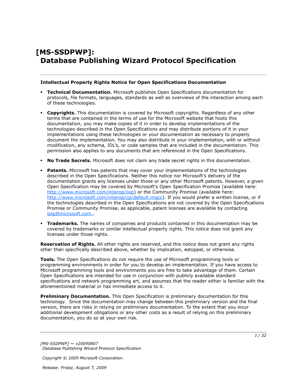 Intellectual Property Rights Notice for Open Specifications Documentation s3