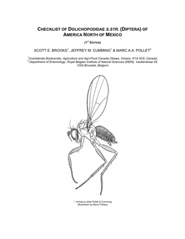Checklist of Dolichopodidae S.Str. (Diptera) of America North of Mexico