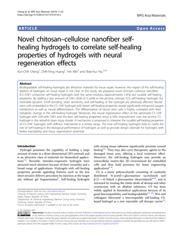 Novel Chitosan–Cellulose Nanofiber Self-Healing Hydrogels to Correlate