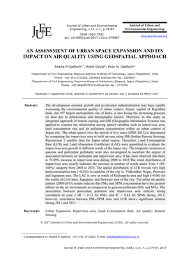An Assessment of Urban Space Expansion and Its Impact on Air Quality Using Geospatial Approach