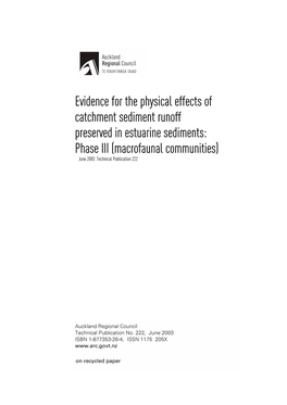 Evidence for the Physical Effects of Catchment Sediment Runoff