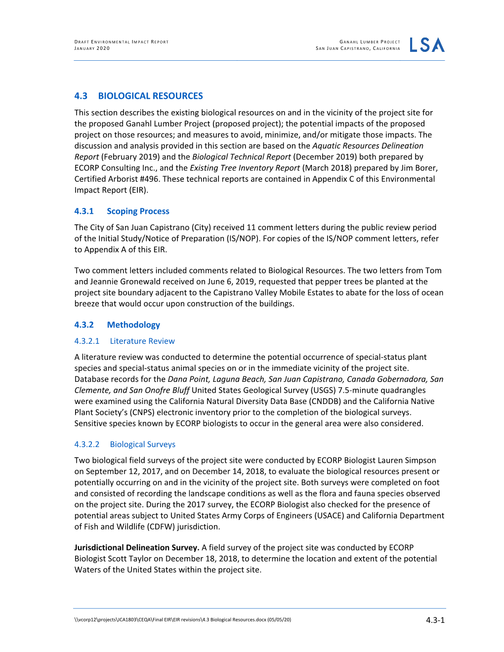 4.3 Biological Resources