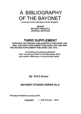 A BIBLIOGRAPHY of the BAYONET a Survey of the Literature of the Subject