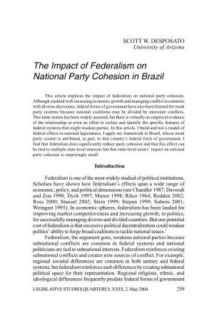 The Impact of Federalism on National Party Cohesion in Brazil