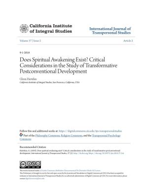 Does Spiritual Awakening Exist? Critical Considerations in the Study