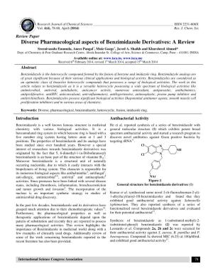 Diverse Pharmacological Aspects of Benzimidazole Derivatives: a Review Sreenivasulu Enumula, Anees Pangal †, Muiz Gazge †, Javed A