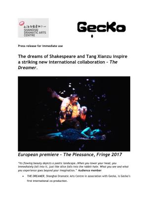 The Dreams of Shakespeare and Tang Xianzu Inspire a Striking New International Collaboration - the Dreamer
