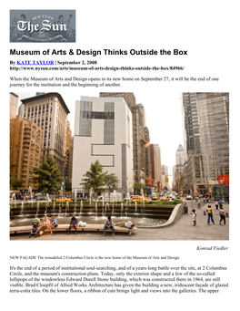 Museum of Arts & Design Thinks Outside The