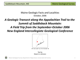Saddleback Mountain, ME Maine Geological Survey