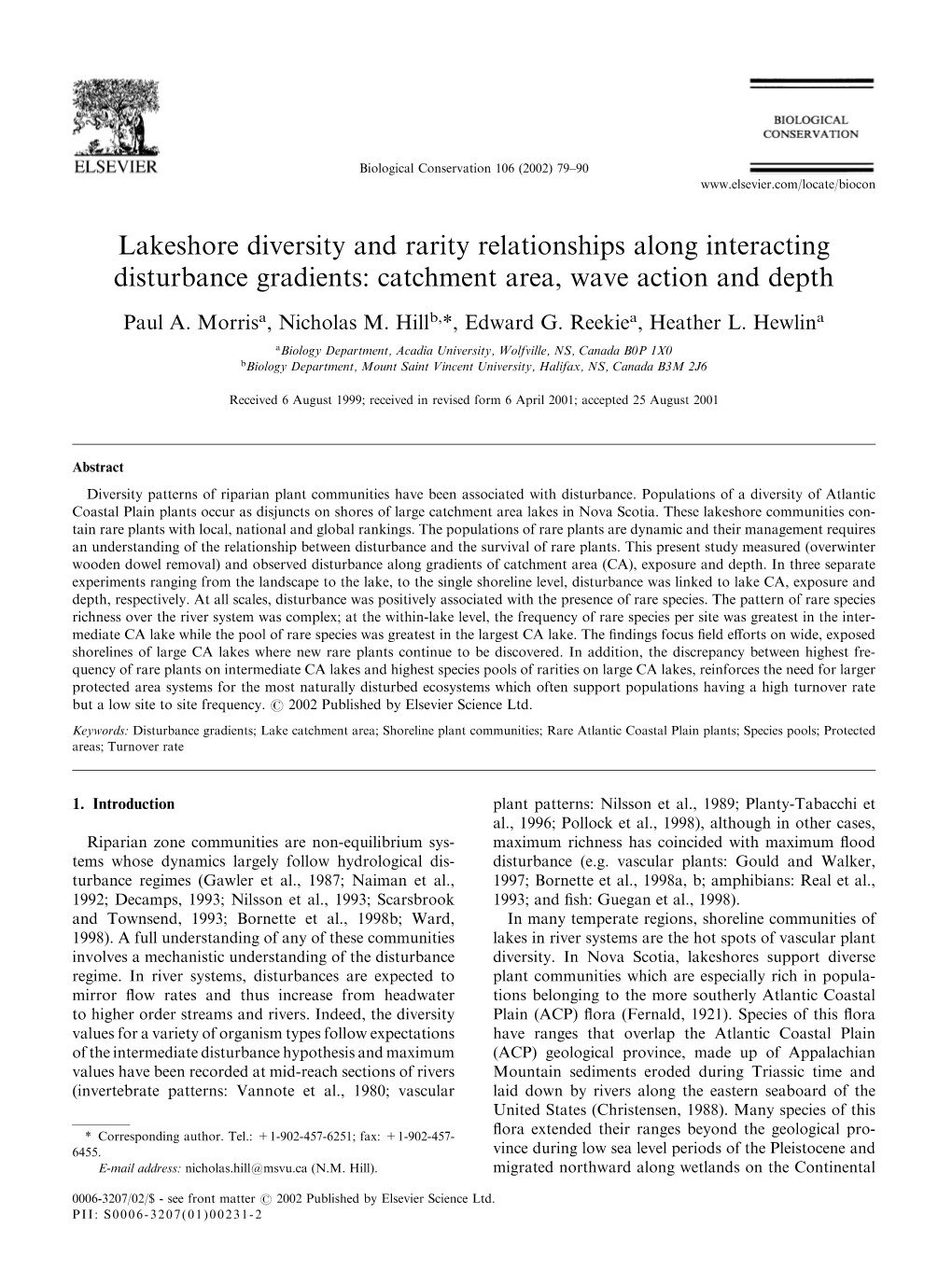 Lakeshore Diversity and Rarity Relationships Along Interacting Disturbance Gradients: Catchment Area, Wave Action and Depth