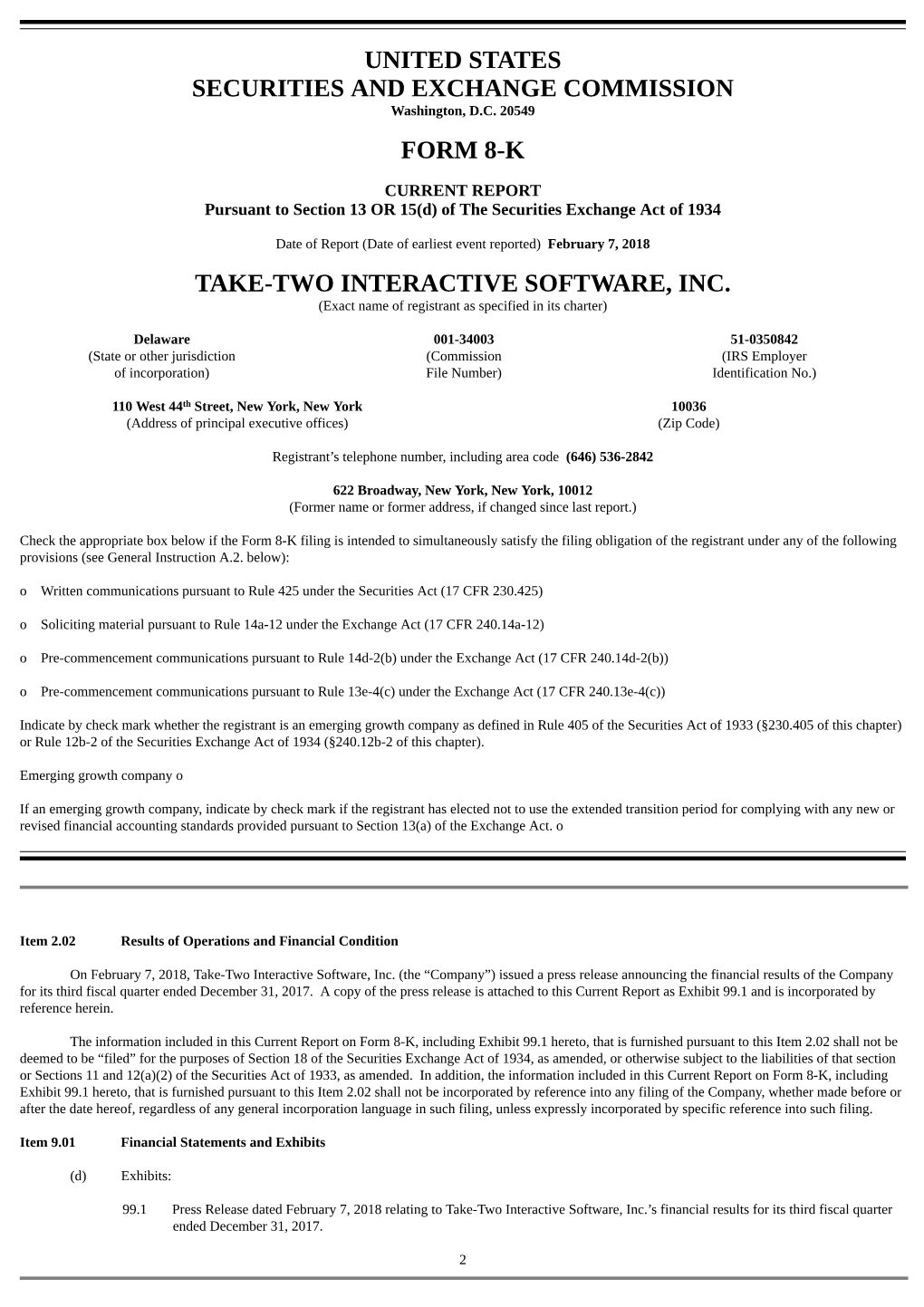 United States Securities and Exchange Commission Form