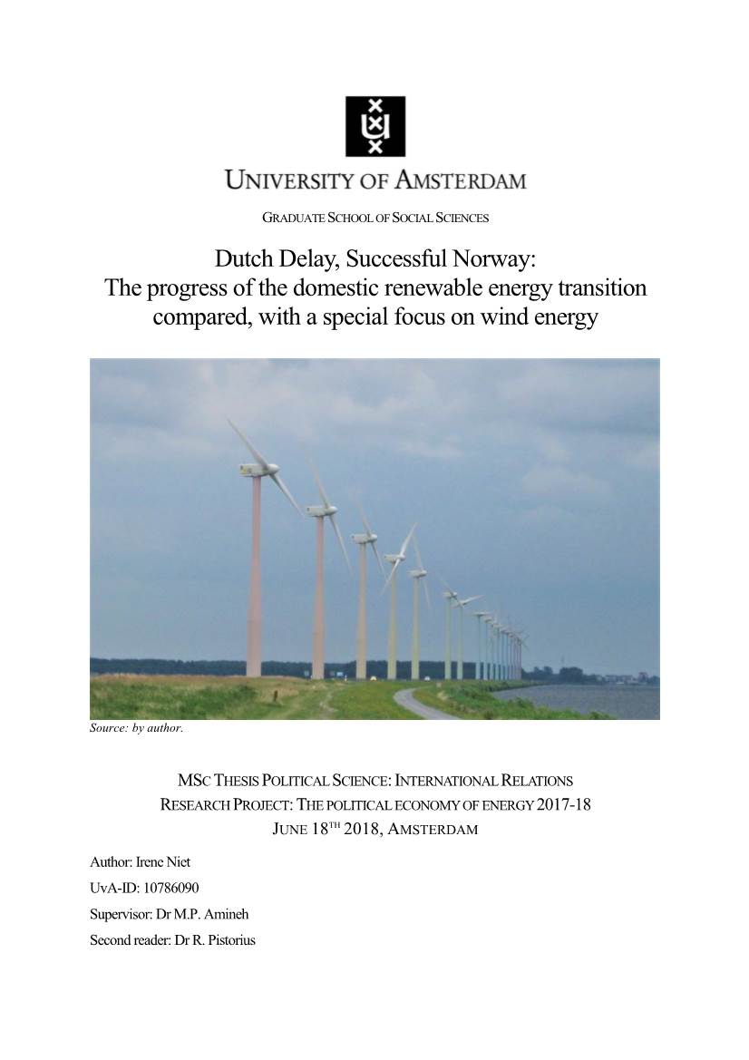 The Progress of the Domestic Renewable Energy Transition Compared, with a Special Focus on Wind Energy