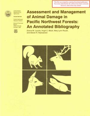 Assessment and Management of Animal Damage in Pacific Northwest Forests: an Annotated Bibliography