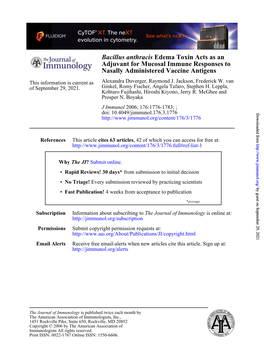 Nasally Administered Vaccine Antigens Adjuvant for Mucosal