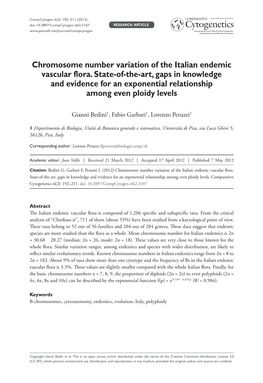 Chromosome Number Variation of the Italian Endemic Vascular Flora. State-Of-The-Art, Gaps in Knowledge and Evidence for an Expo