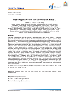 Pest Categorisation of Non‐EU Viruses of Rubus L