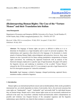(Re)Interpreting Human Rights: the Case of the “Torture Memos” and Their Translation Into Italian
