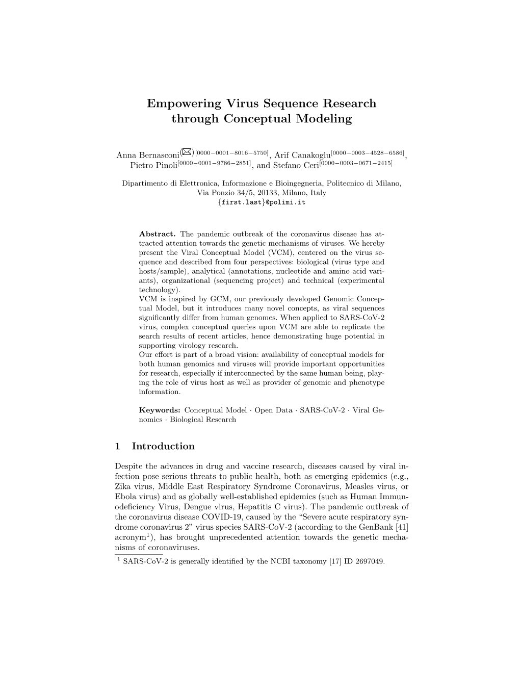 Empowering Virus Sequence Research Through Conceptual Modeling