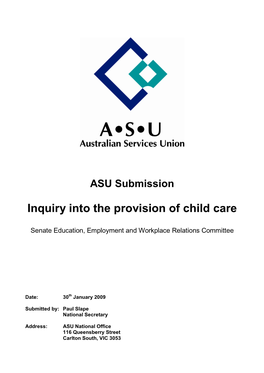 Inquiry Into the Provision of Child Care