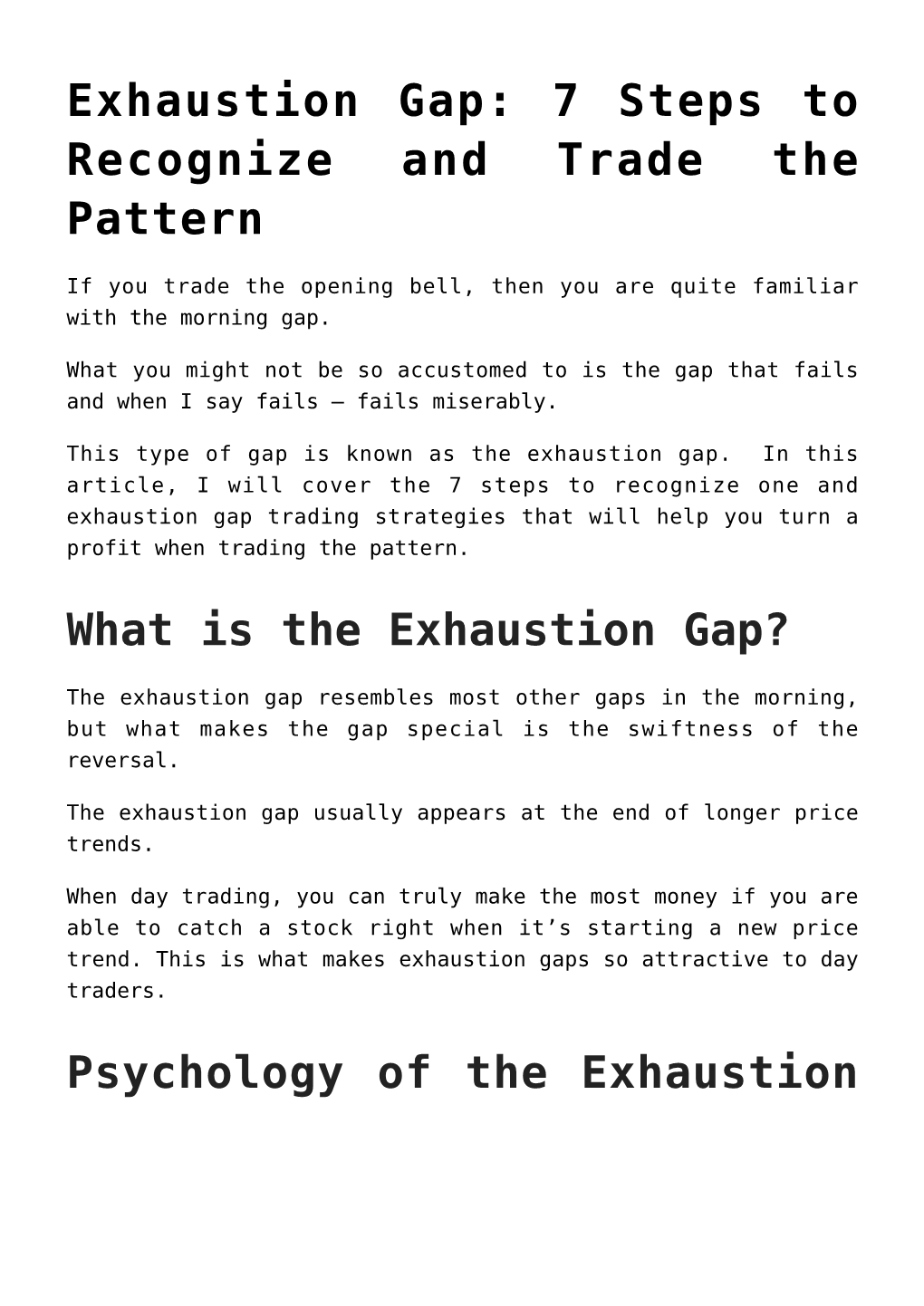 Exhaustion Gap: 7 Steps to Recognize and Trade the Pattern