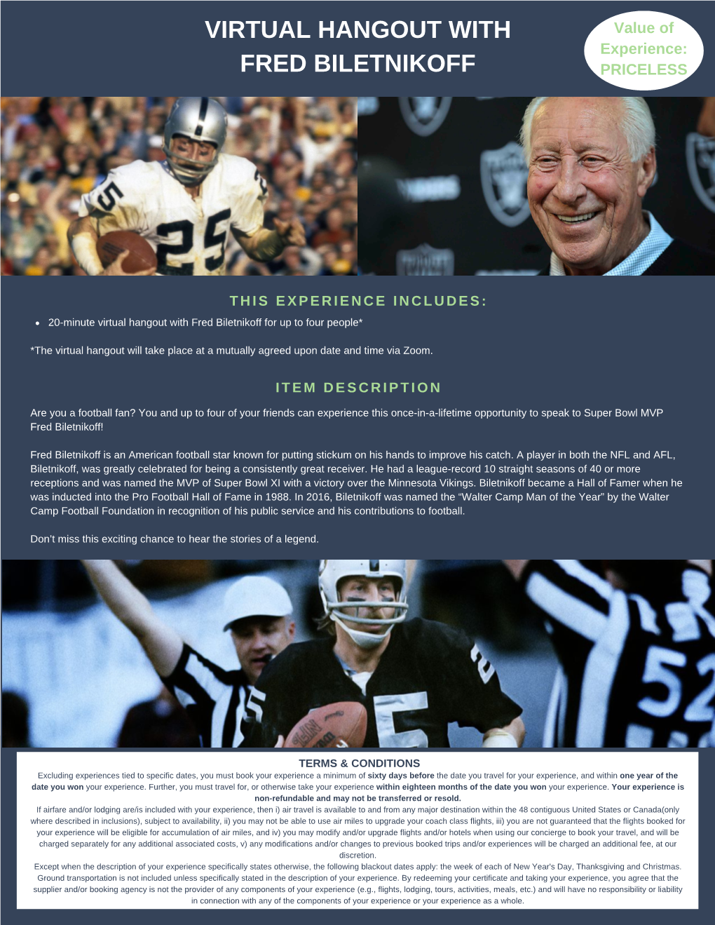 Virtual Hangout with Fred Biletnikoff for up to Four People*