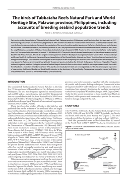 The Birds of Tubbataha Reefs Natural Park and World Heritage Site, Palawan Province, Philippines, Including Accounts of Breeding Seabird Population Trends ARNE E