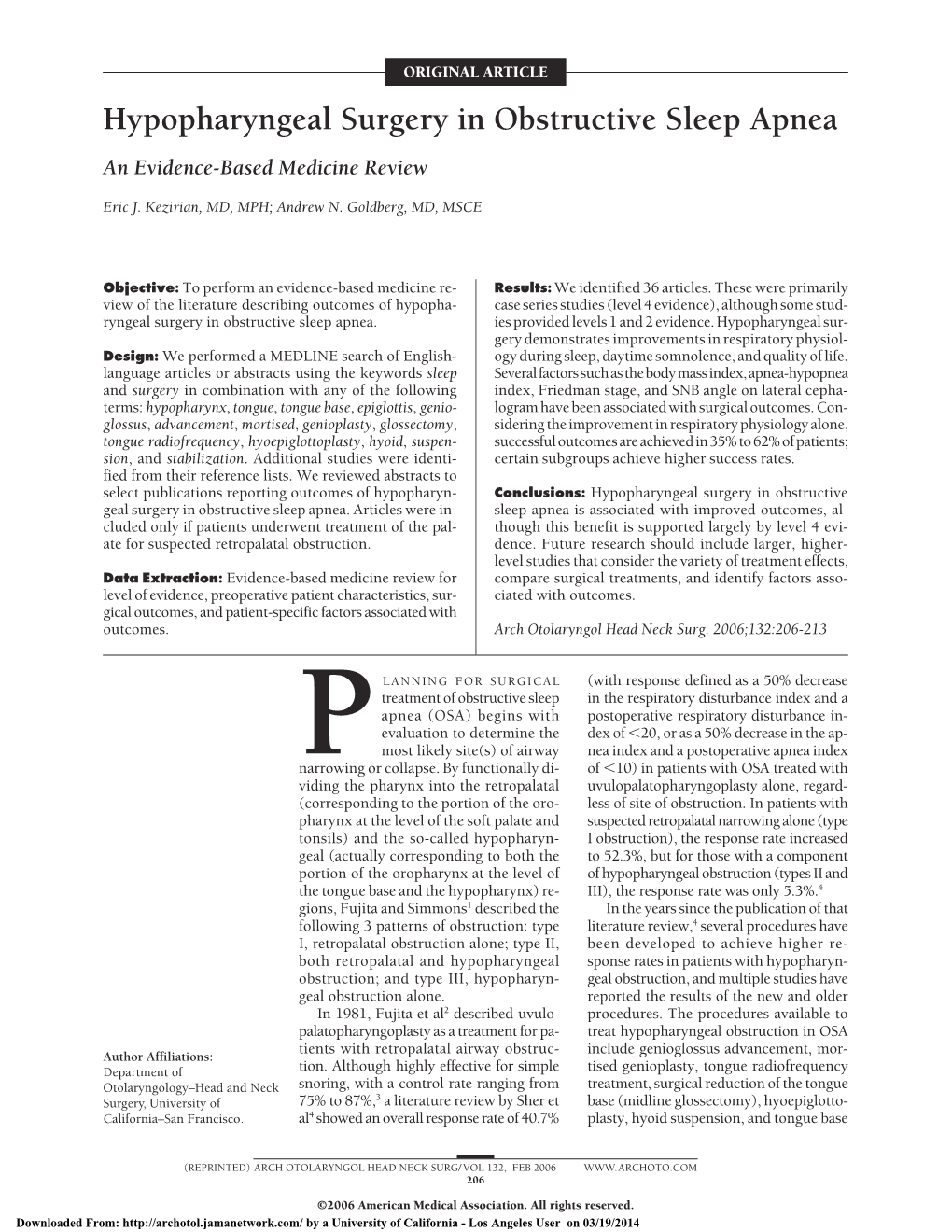 Hypopharyngeal Surgery in Obstructive Sleep Apnea an Evidence-Based Medicine Review