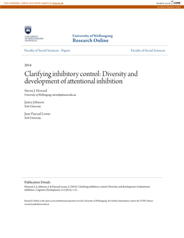 Clarifying Inhibitory Control: Diversity and Development of Attentional Inhibition Steven J