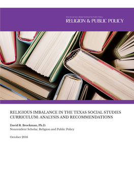 Religious Imbalance in the Texas Social Studies Curriculum: Analysis and Recommendations