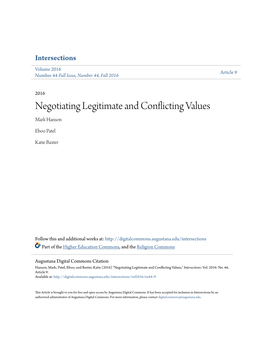 Negotiating Legitimate and Conflicting Values Mark Hanson