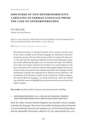 THE CASE of GENDERSTERNCHEN Vít KOLEK