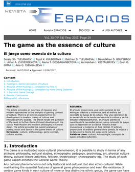 The Game As the Essence of Culture