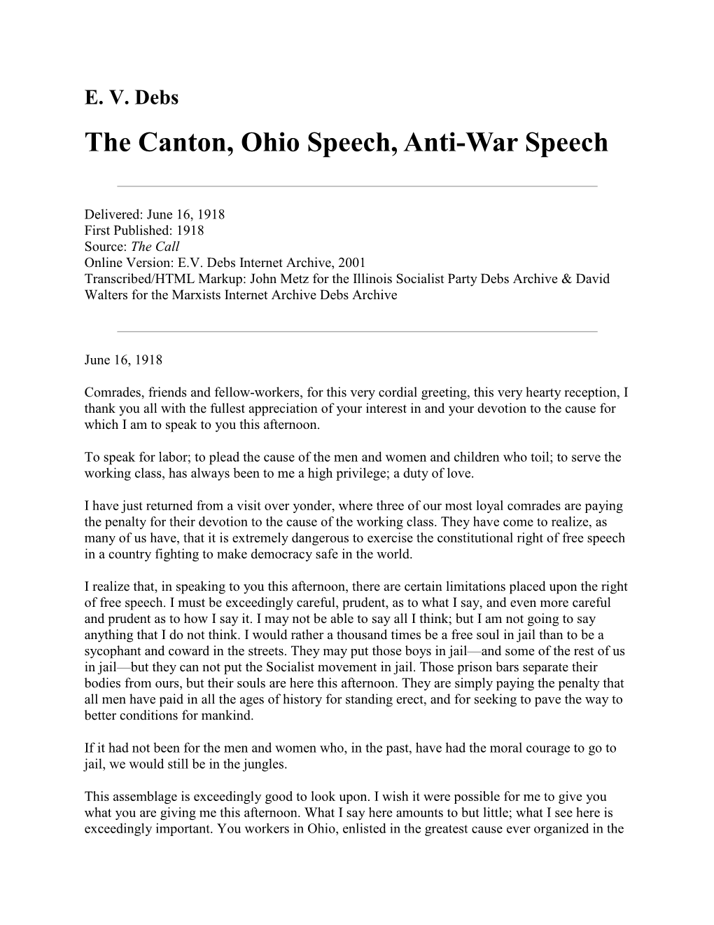 Anti-War Speech
