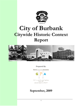 City of Burbank Citywide Historic Context Report