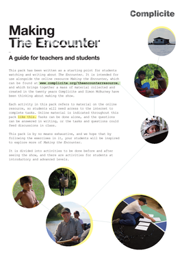 Making the Encounter a Guide for Teachers and Students
