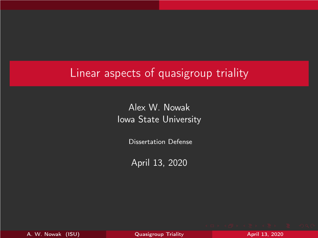 Linear Aspects of Quasigroup Triality