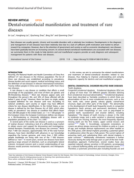 Dental-Craniofacial Manifestation and Treatment of Rare Diseases