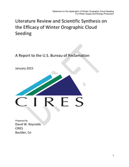 Literature Review and Scientific Synthesis on the Efficacy of Winter Orographic Cloud Seeding
