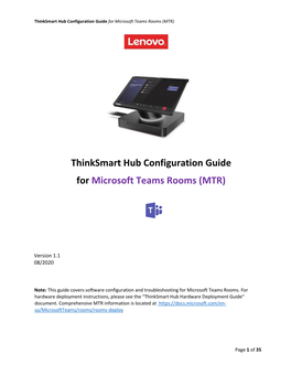 Thinksmart Hub Configuration Guide for Microsoft Teams Rooms (MTR)