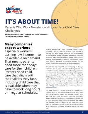 It's About Time: Parents Who Work Nonstandard Hours Face Child Care
