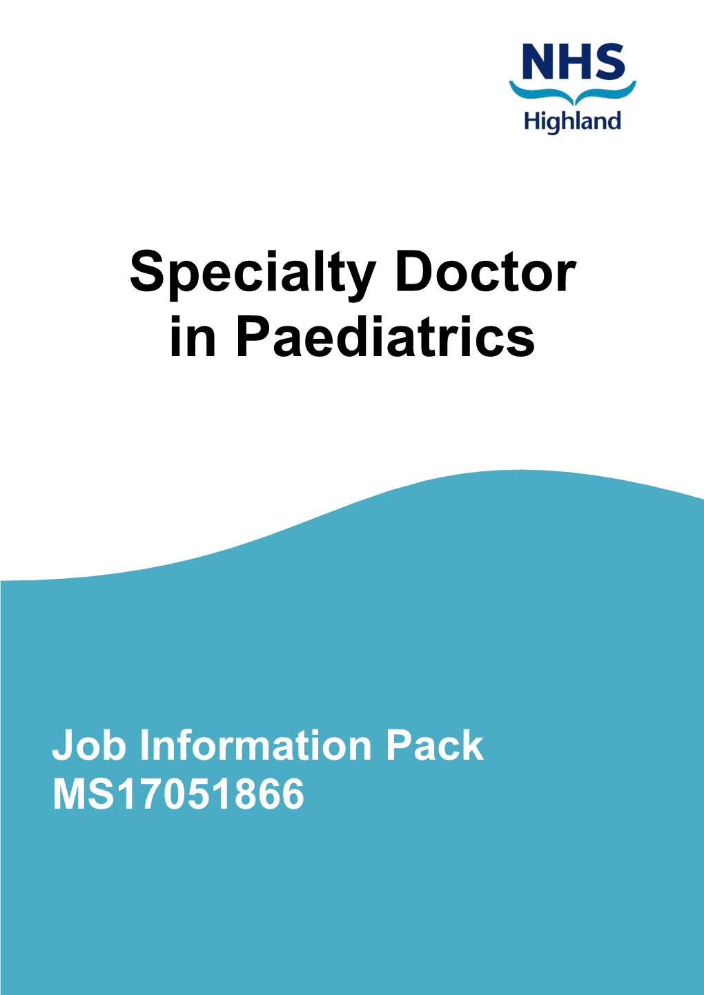 MS15051866 Specialty Doctor in Paediatrics Job Pack