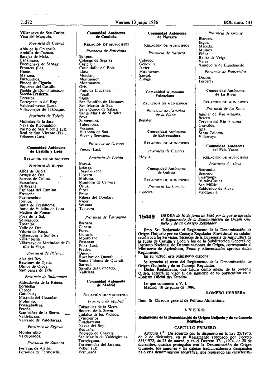 Provincia De Cuenca 15449 ORDEN De JO Dejunio De 1986 Por La Que