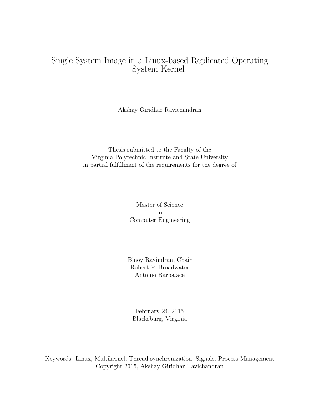 Single System Image in a Linux-Based Replicated Operating System Kernel