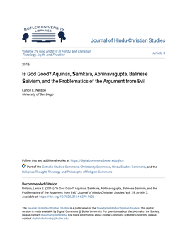 Is God Good? Aquinas, Åıamkara, Abhinavagupta, Balinese Åıaivism