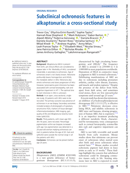 Subclinical Ochronosis Features in Alkaptonuria: a Cross-Sectional Study