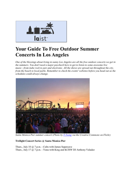 Your Guide to Free Outdoor Summer Concerts in Los Angeles